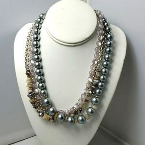 Ali Khan Lavender/gray glass beaded necklace with gift box